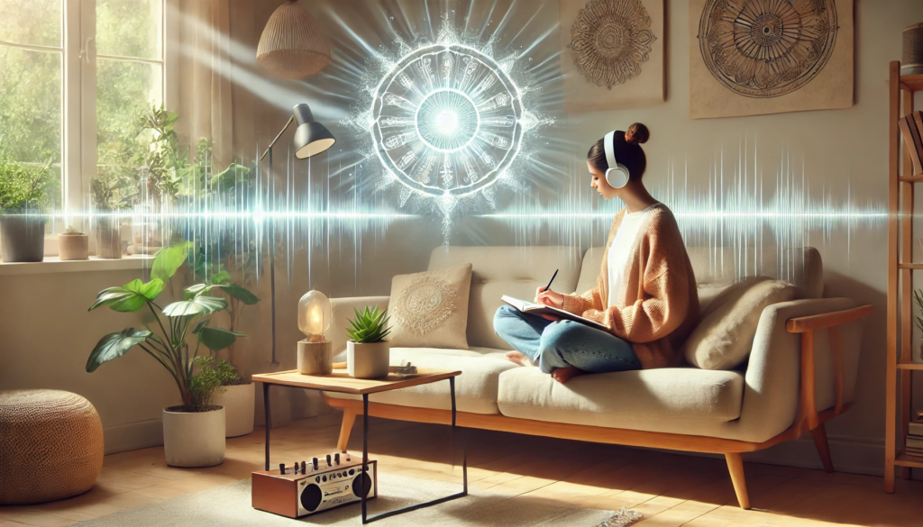 Solfeggio Frequenzen wirken auf eine Person die gerade am Journaln ist
